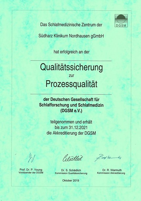 Re-Akkreditierung des Schlaflabors am Südharz Klinikum Nordhausen (Foto: DGSM /SHK)
